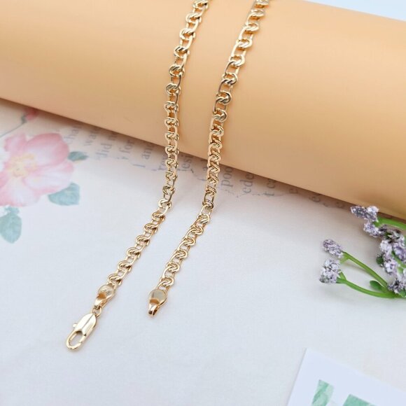 Bold Rose Gold Link Chain Necklace in High Quality Brass - 50cm, XPNL0066 - Picture 7 of 12